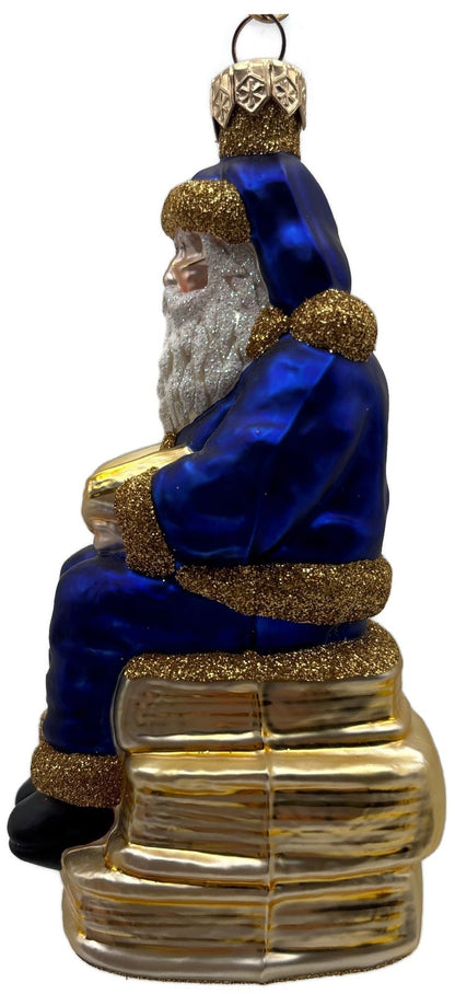 Patricia Breen Santa Reads Blue Stories Old And New Christmas Tree Ornament 99316