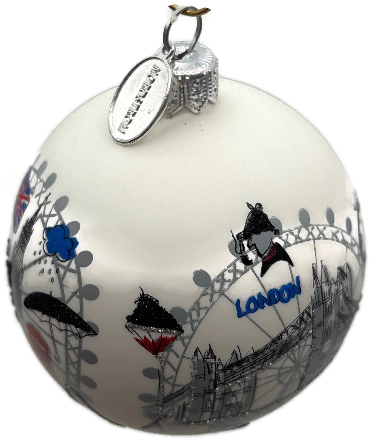 Nordstrom At Home England Big Ben London Eye Glass Ball Christmas Ornament 2