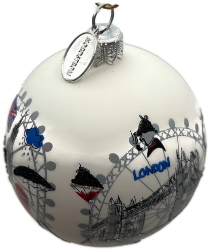 Nordstrom At Home England Big Ben London Eye Glass Ball Christmas Ornament 2