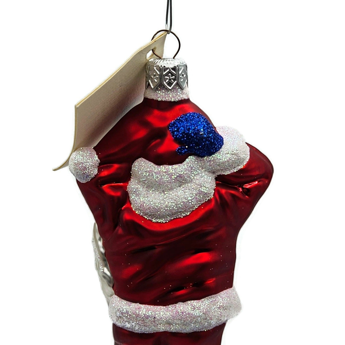 Patricia Breen Hold Onto Your Hat Red Santa Claus Glass Christmas Ornament 97218