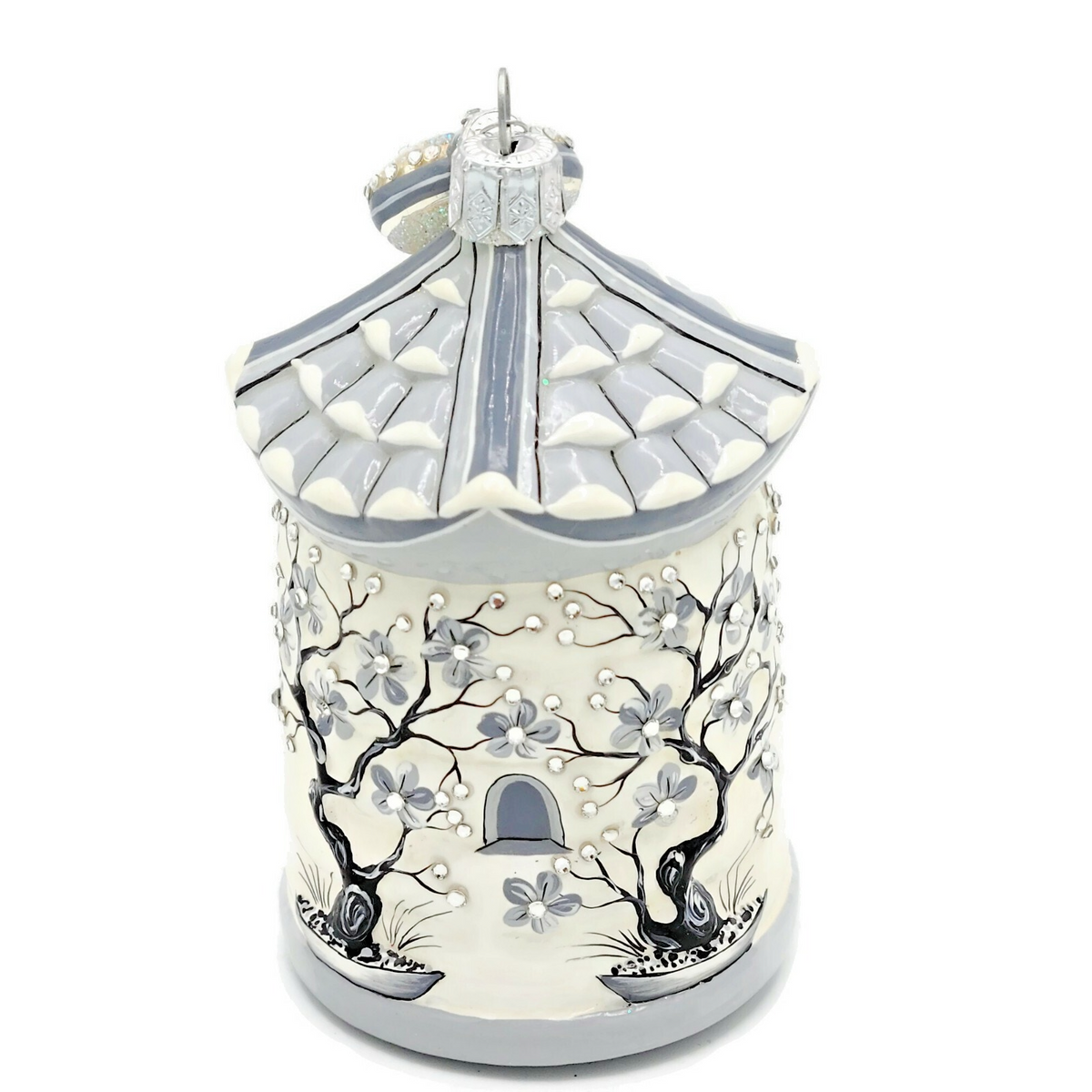 Patricia Breen Zenskep Chinoiserie Black Bee Floral Asian Holiday Ornament 29320