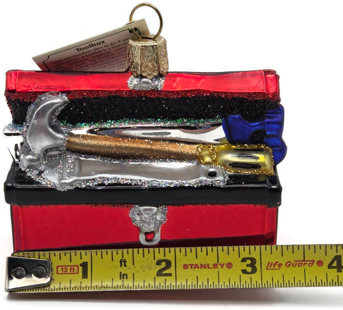 Old World Christmas Tool Box Hammer Red Glitter Glass OWC Holiday Tree Ornament10