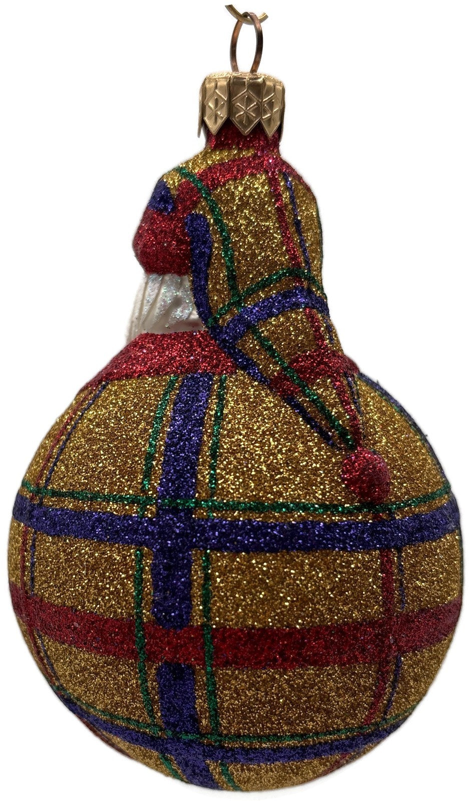 Patricia Breen Santa Du Monde Plaid Red Gold Christmas Tree Ornament CATZ 21315