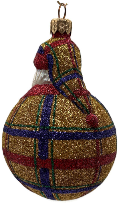 Patricia Breen Santa Du Monde Plaid Red Gold Christmas Tree Ornament CATZ 21315