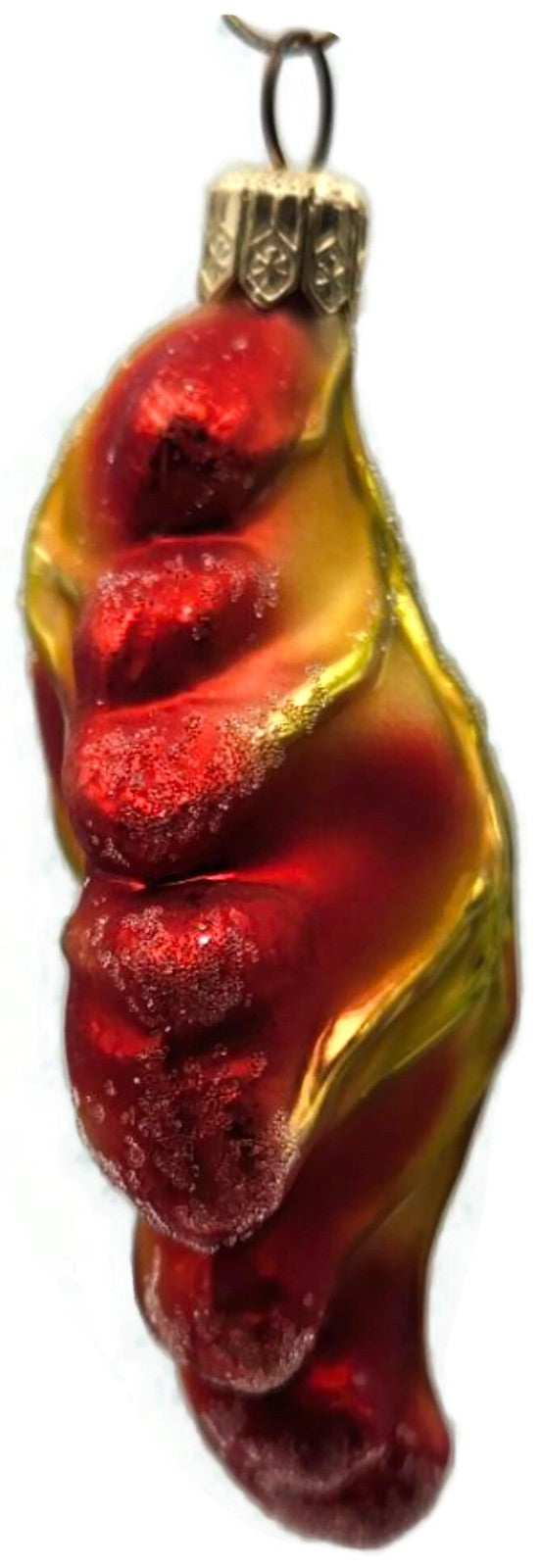 Christopher Radko Mini Oak Frost Red Leaf Glass Christmas Tree Ornament 98-164-06