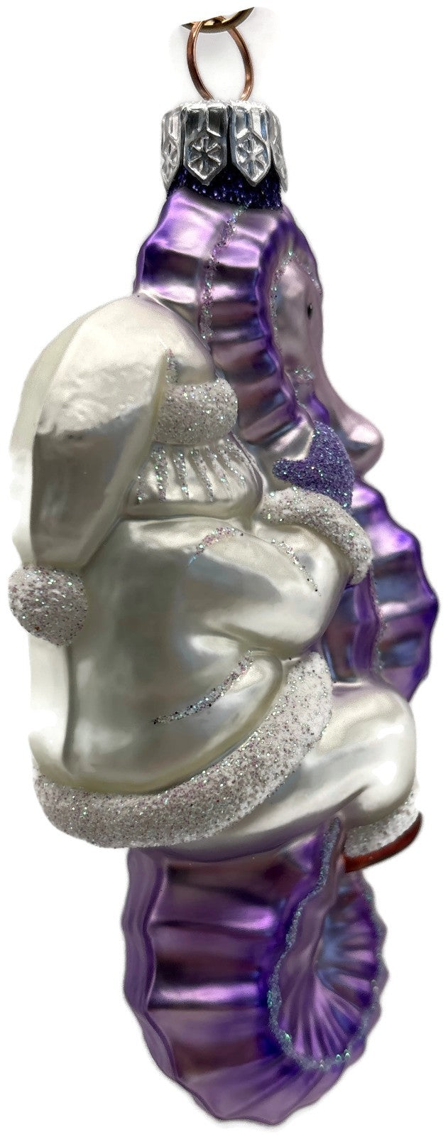 Patricia Breen Hi Ho Santa Purple Pearl Seahorse Glass Christmas Ornament 99142