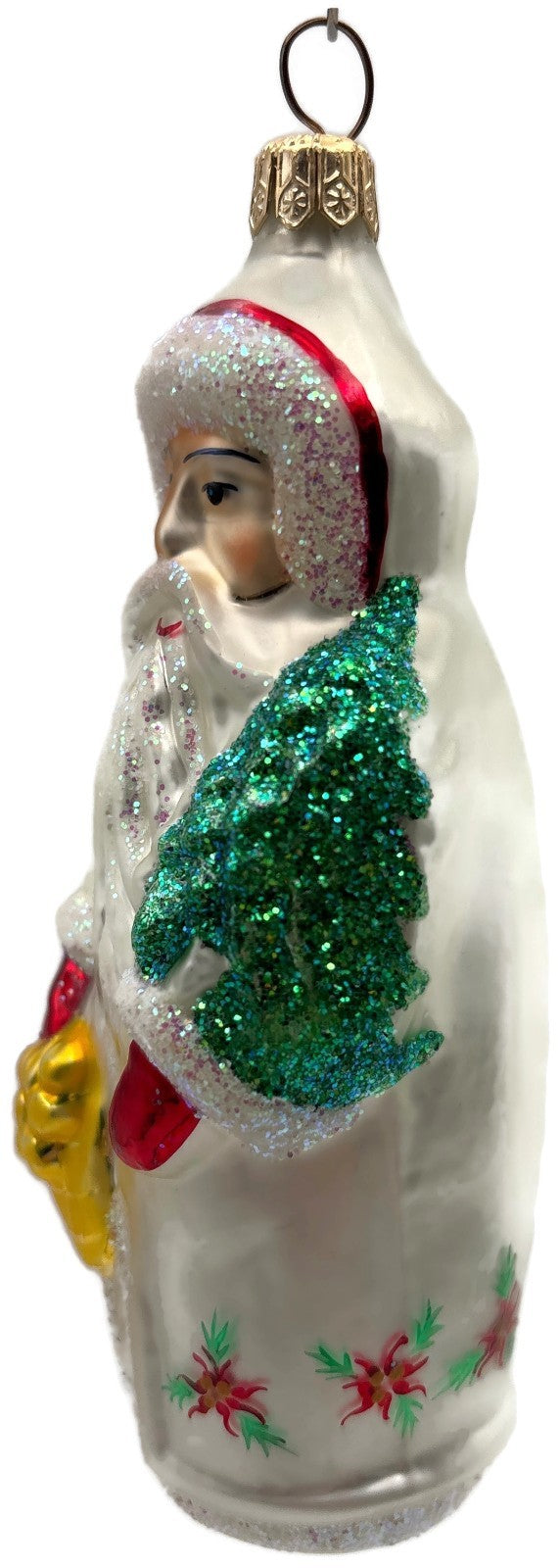 Christopher Radko Poinsettia Santa White Glass Christmas Ornament 1993 91-038-11