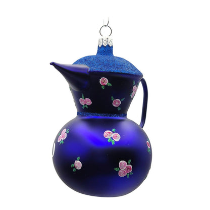 Patricia Breen Sweet Cream Cobalt Blue Glittered Top Floral Spring Ornament 96472