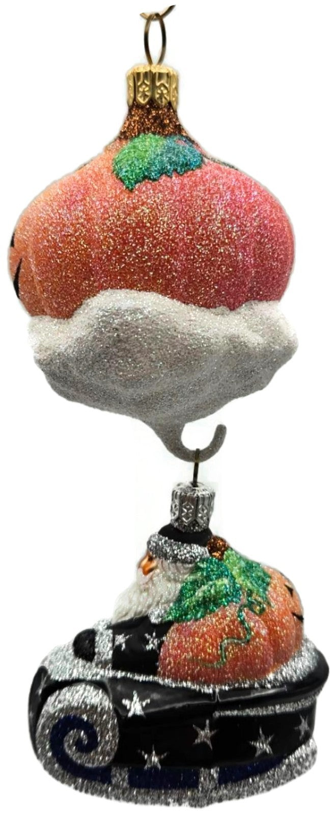 Patricia Breen Night Fright Santa Pumpkin 2 Part Halloween Glass Ornament 21173