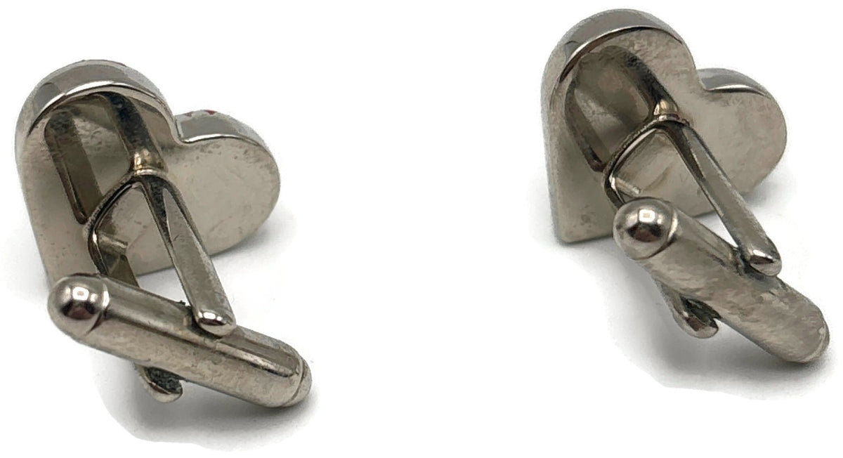 Paul Smith Heart Stripe Red Enamel Silver Tone Cufflinks Men's Signed6