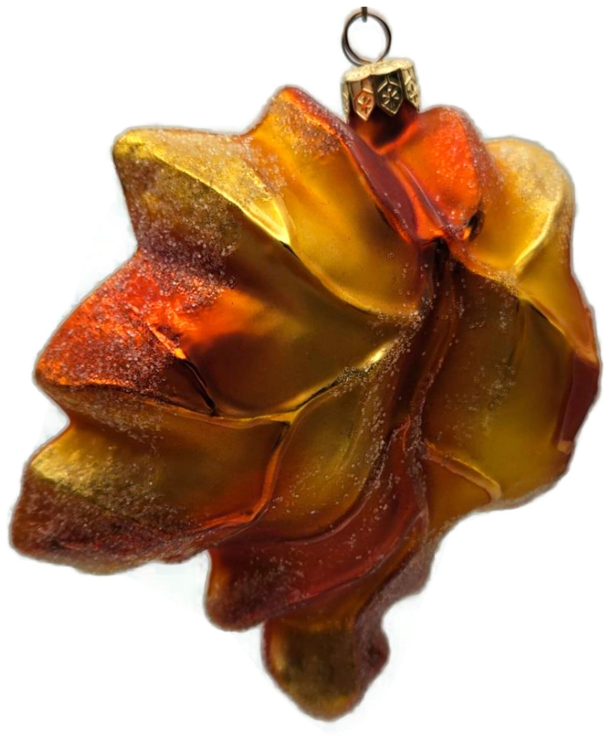 Christopher Radko Maple Frost Orange Large Leaf Fall Christmas Ornament 98-489-05