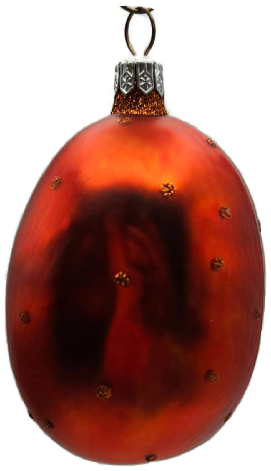 Patricia Breen Jelly Bean Santa Orange Matte Glitter Dots Holiday Ornament 99163