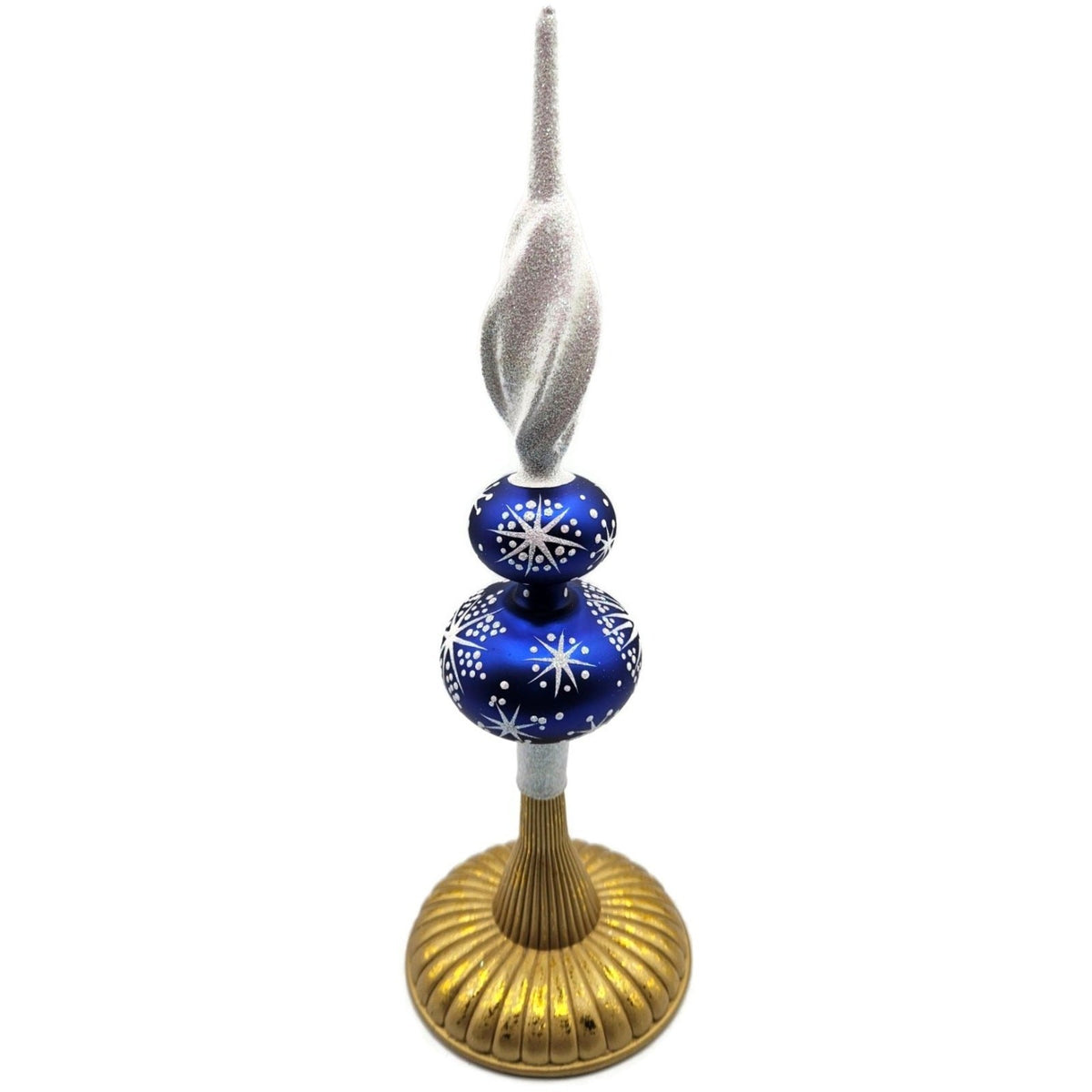 Patricia Breen Miniature Blizzard Finial Blue Glossy Christmas Tree Topper 97939