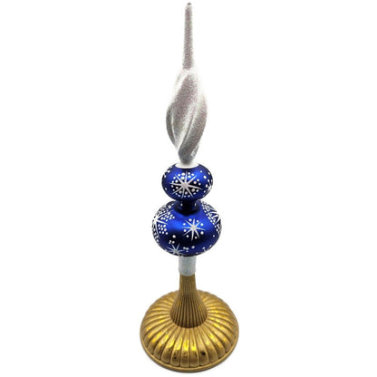 Patricia Breen Miniature Blizzard Finial Blue Glossy Christmas Tree Topper 97939