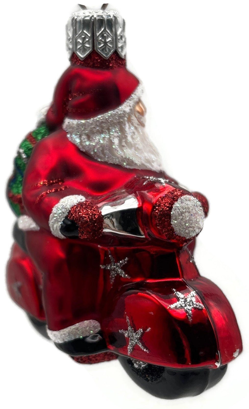 Patricia Breen Ciao Henry Red Santa Motorcycle Plaid Bag Christmas Ornament 22186