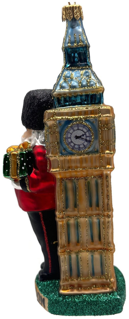 London Big Ben Palace Guard Santa Glass Christmas Ornament British England UK2