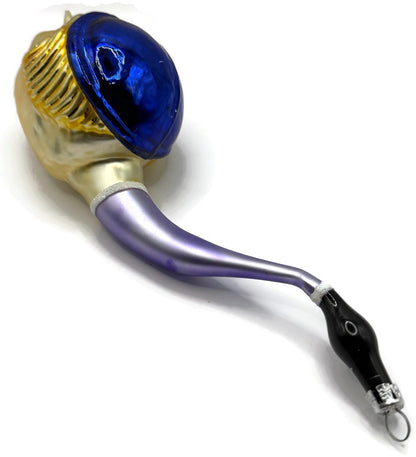 Christopher Radko 1994 Jockey Pipe Blue Gold Glass Ornament 94 051 06