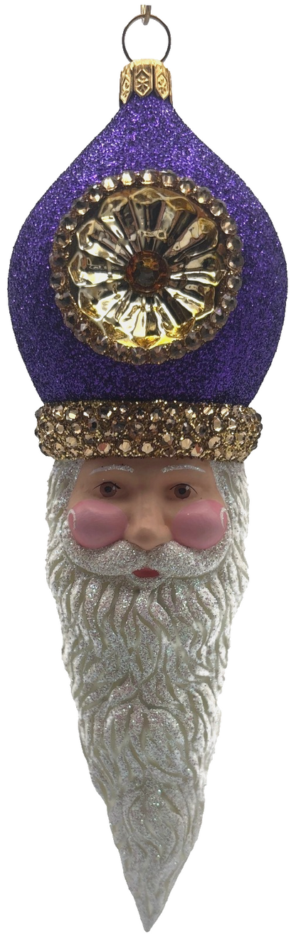 Patricia Breen Vendome Claus Glittered Purple Reflector Christmas Ornament 34410
