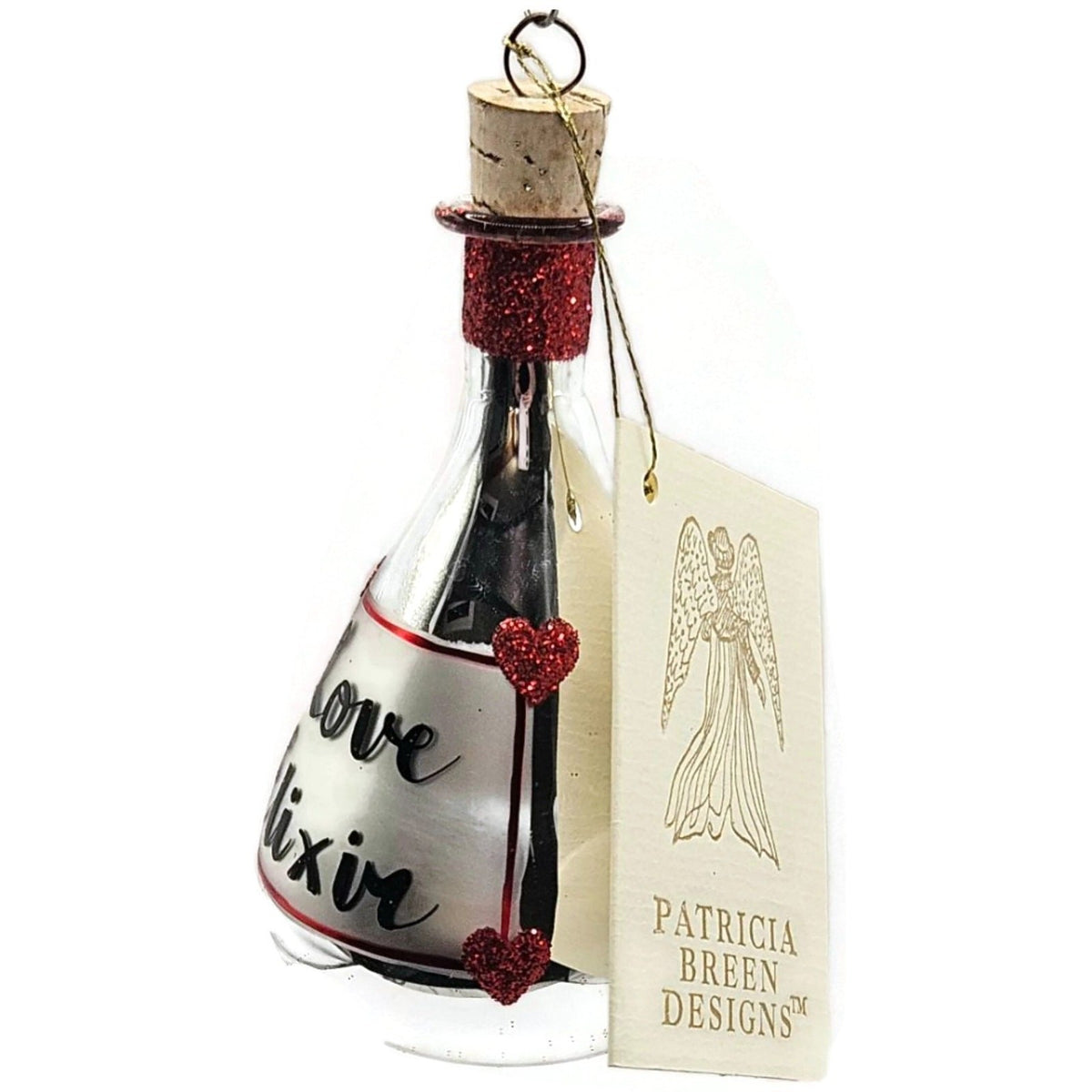 Patricia Breen Love Elixir Glitter Heart Bottle Valentines Holiday Ornament 97244