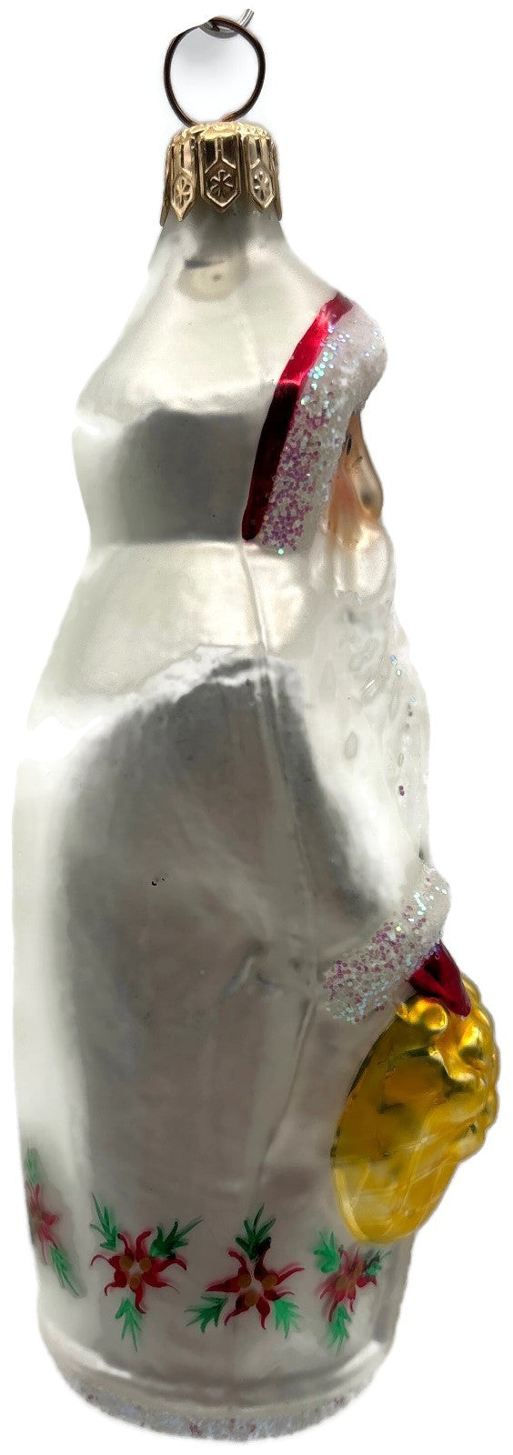 Christopher Radko Poinsettia Santa White Glass Christmas Ornament 1993 91-038-16