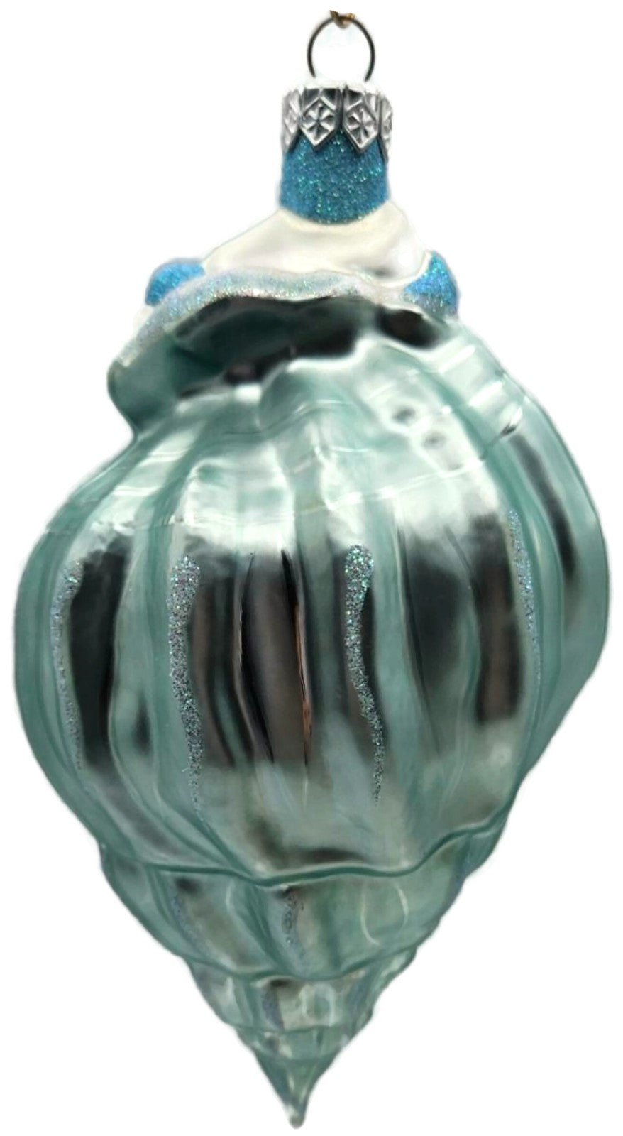 Patricia Breen Coastal Santa Turquoise Seashell Nautical Christmas Ornament 97104
