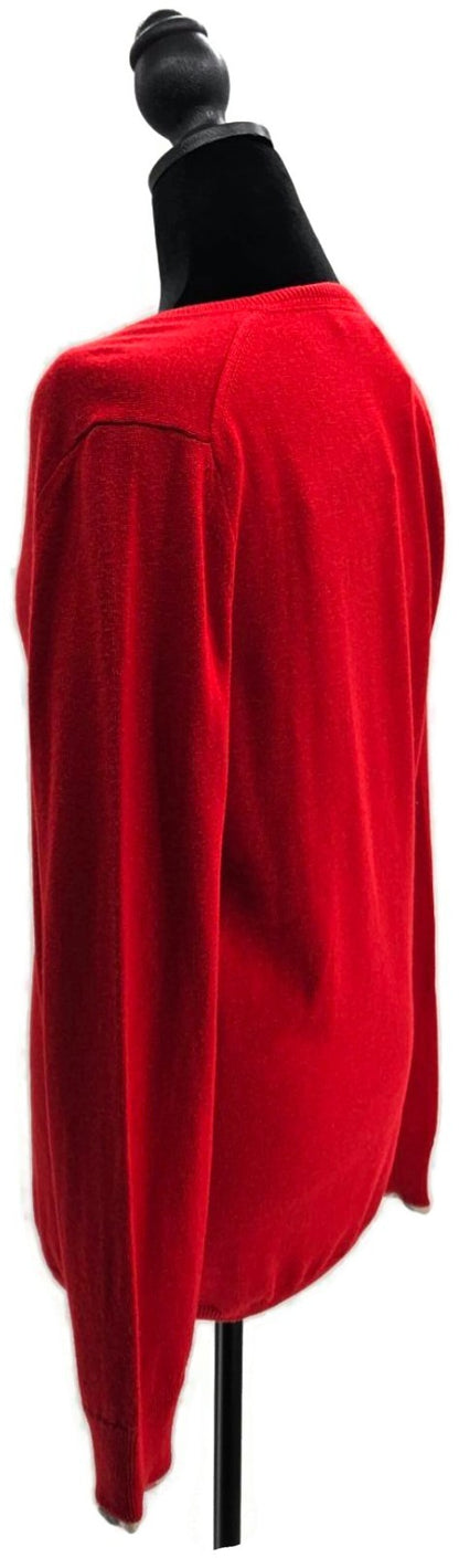 Burberry Brit Military Red Cashmere V neck Pullover Longsleeve Womens Medium NWT4