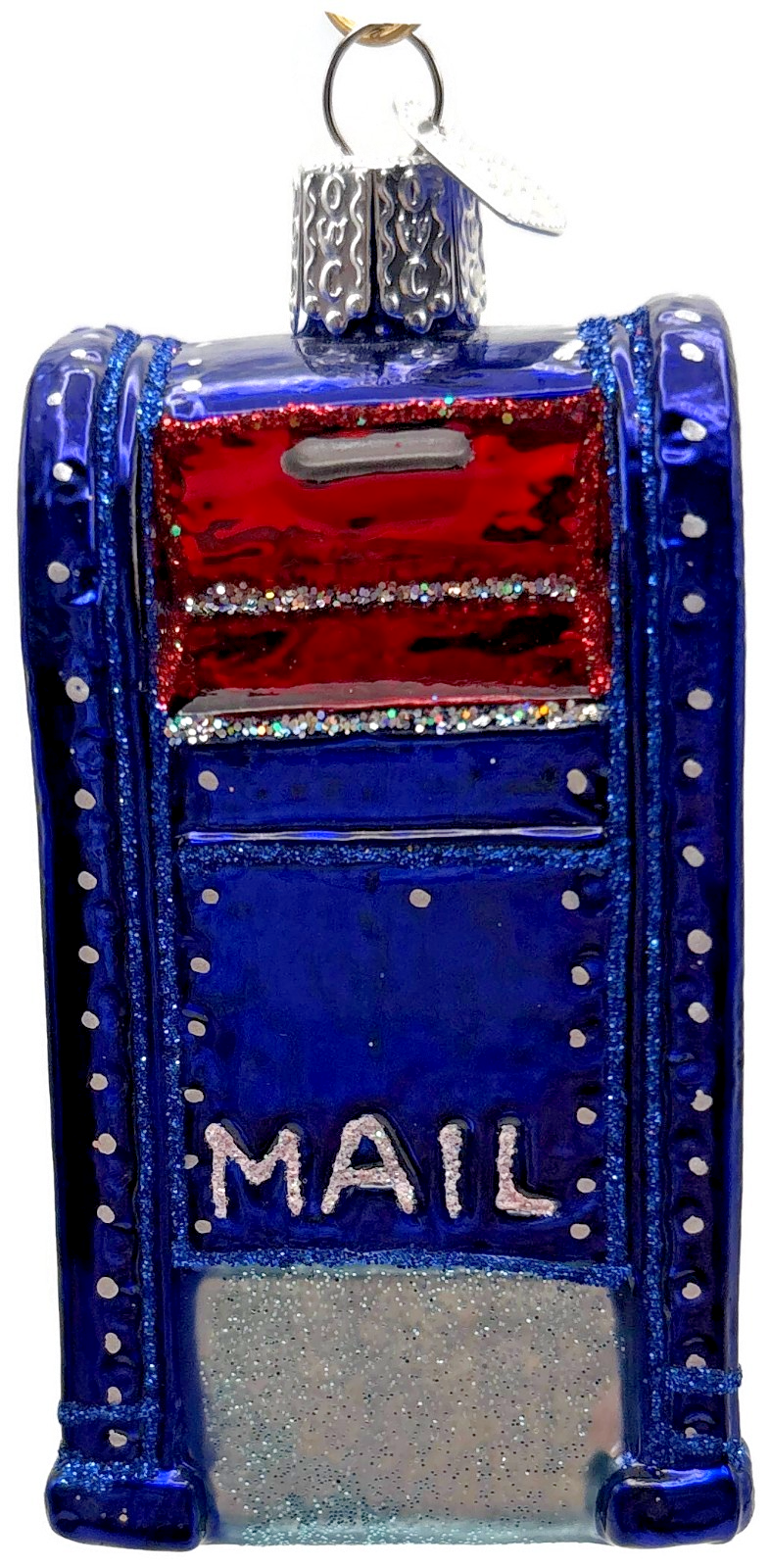Old World Christmas Mail Box Blue Postal Glass Christmas Ornament OWC 360940
