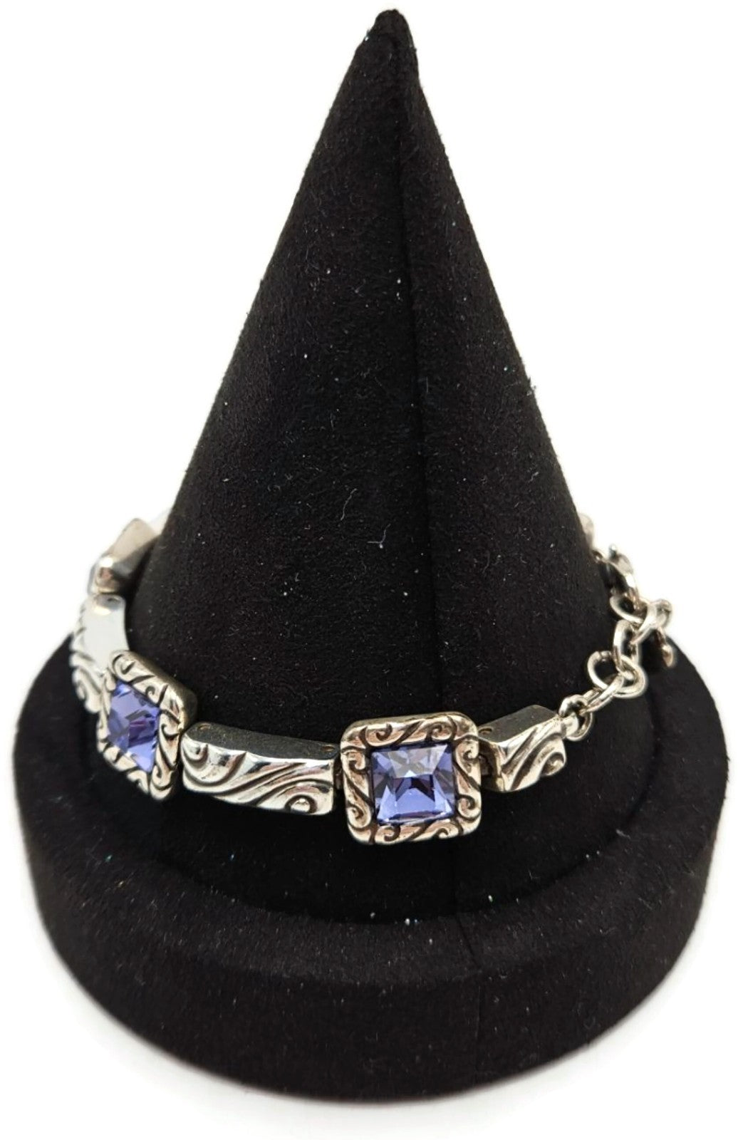 Brighton Regina Purple Amethyst Swarovski Crystal Silver Plated Heart Bracelet2