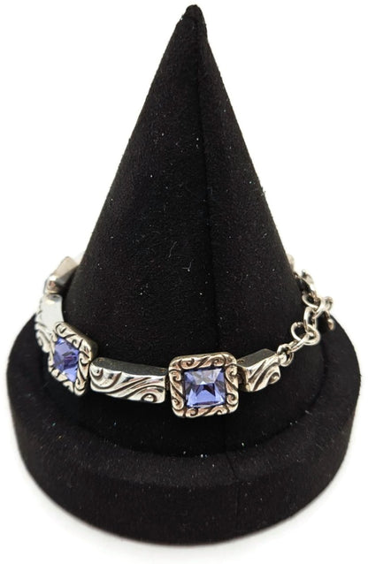 Brighton Regina Purple Amethyst Swarovski Crystal Silver Plated Heart Bracelet2