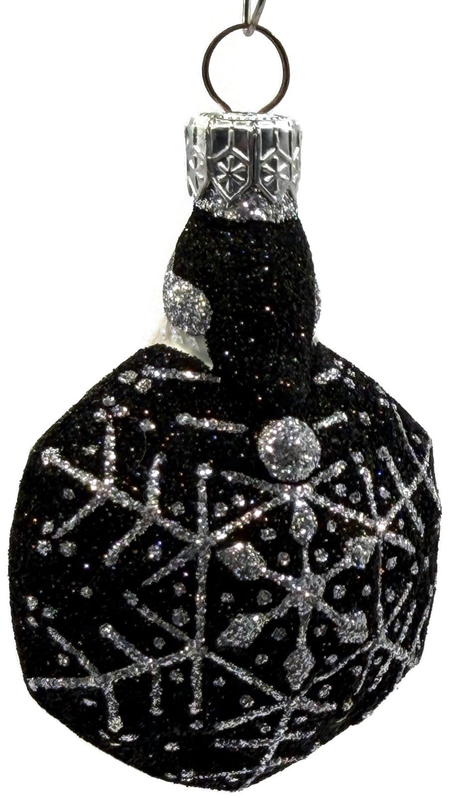 Patricia Breen Snowflake Noel Black Santa Hexagon Glass Christmas Ornament 22571