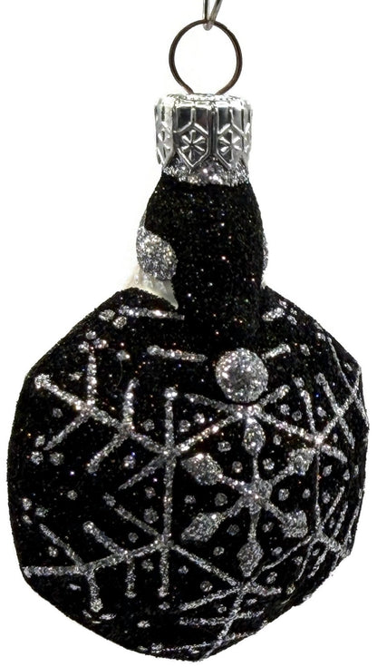 Patricia Breen Snowflake Noel Black Santa Hexagon Glass Christmas Ornament 22571