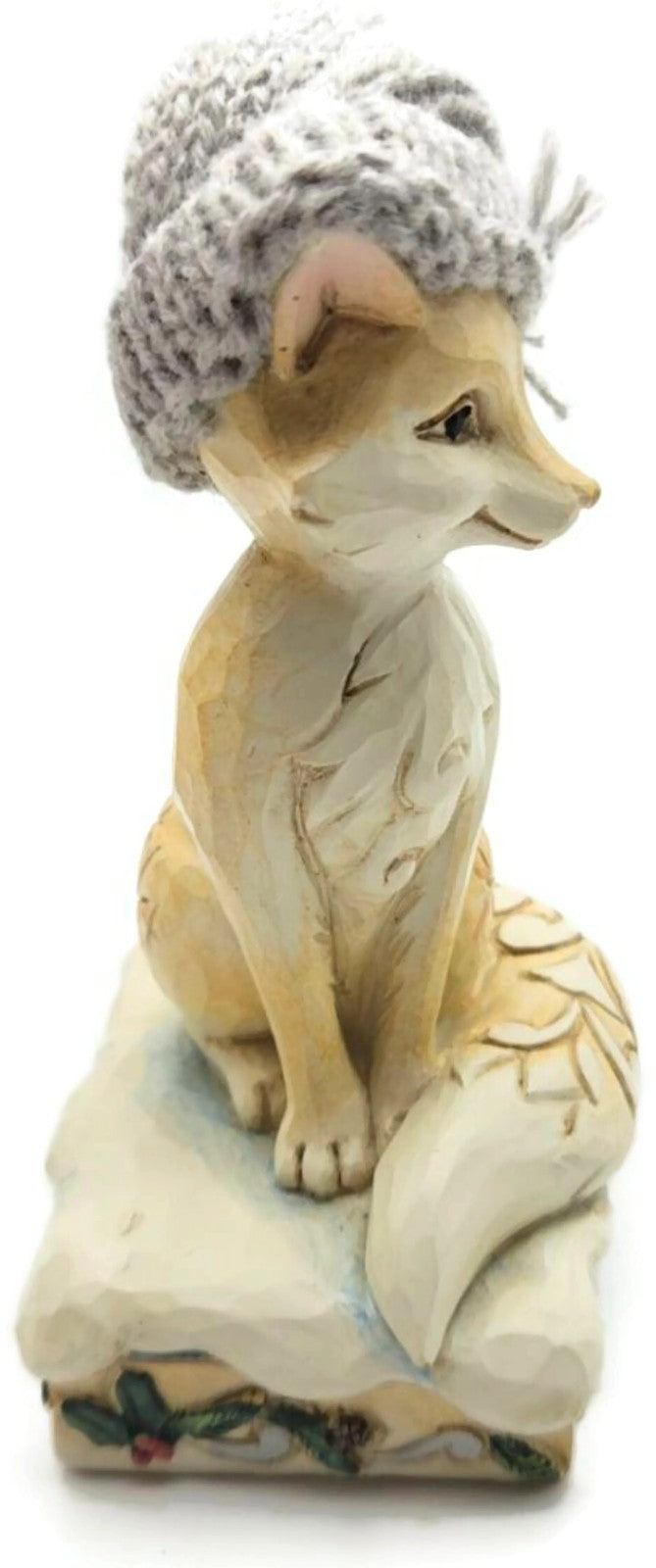 Jim Shore White Woodland Foxy Festive Spirit Fox Knit Hat Christmas Figurine2