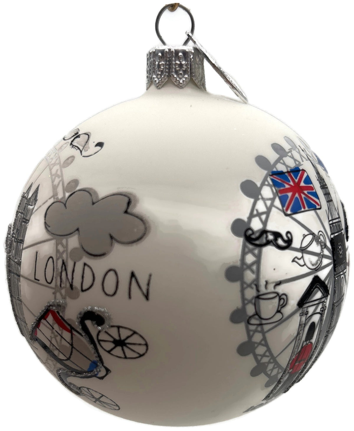 Nordstrom At Home England Big Ben London Eye Glass Ball Christmas Ornament 6