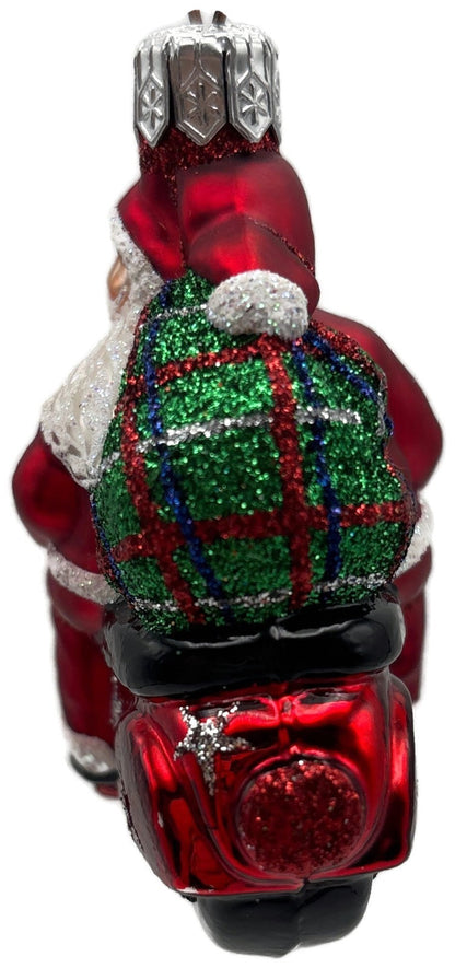 Patricia Breen Ciao Henry Red Santa Motorcycle Plaid Bag Christmas Ornament 22183