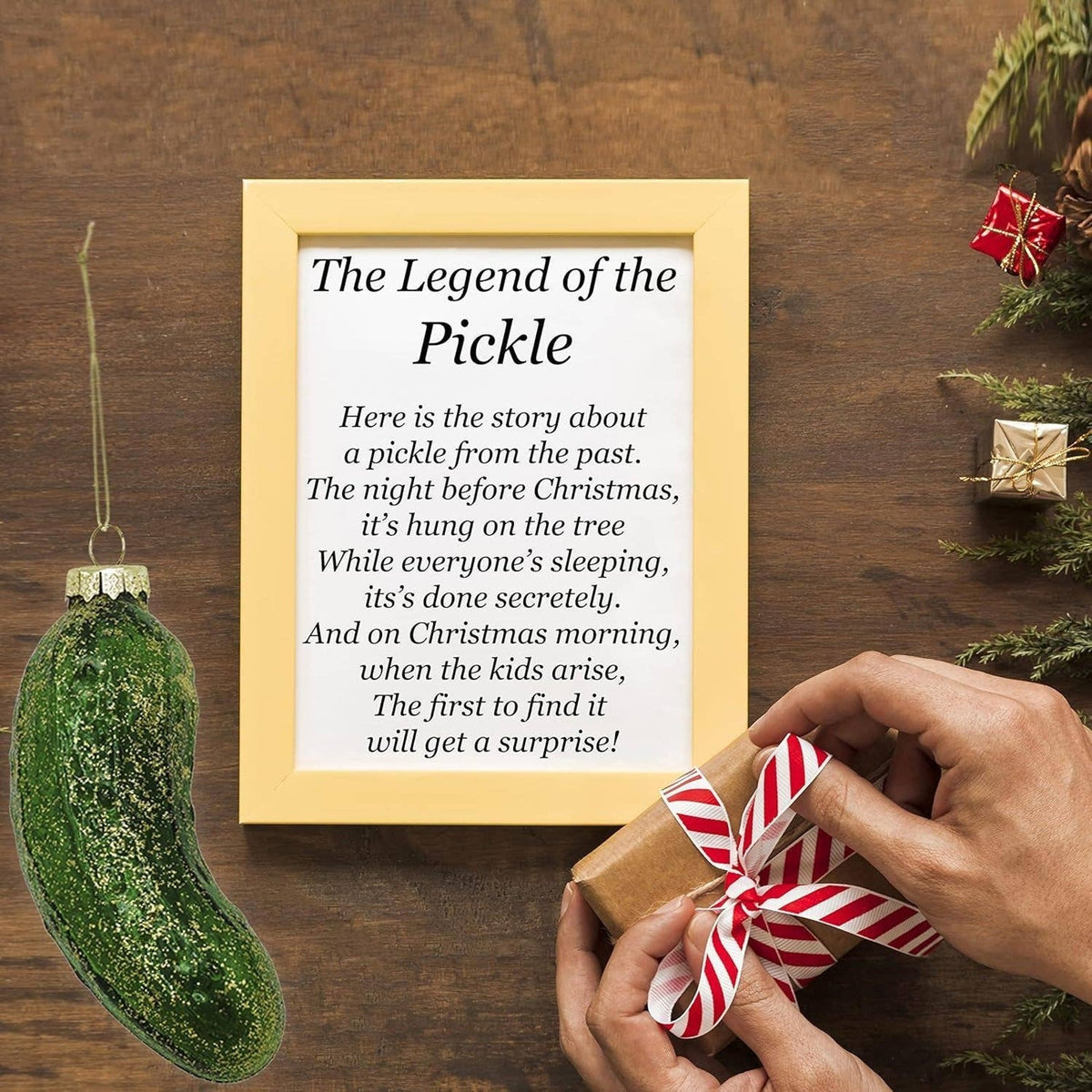 4E’s Novelty Sparkly Green Dill Pickle 4” Blown Glass Christmas Tree Ornament2