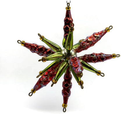 Christopher Radko Star Bright Red Green Beaded Christmas Ornament 99 391 02