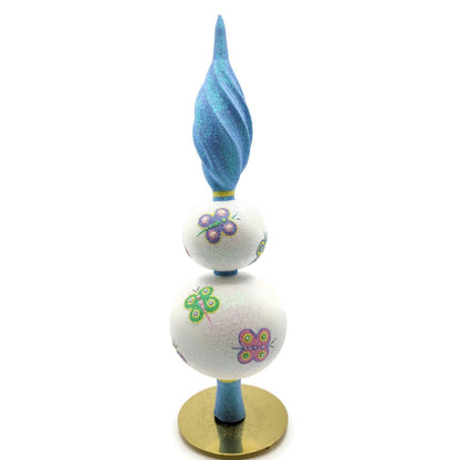 Patricia Breen Butterfly Finial 2 Ball Spring Glass Christmas Tree Topper 9900WA4