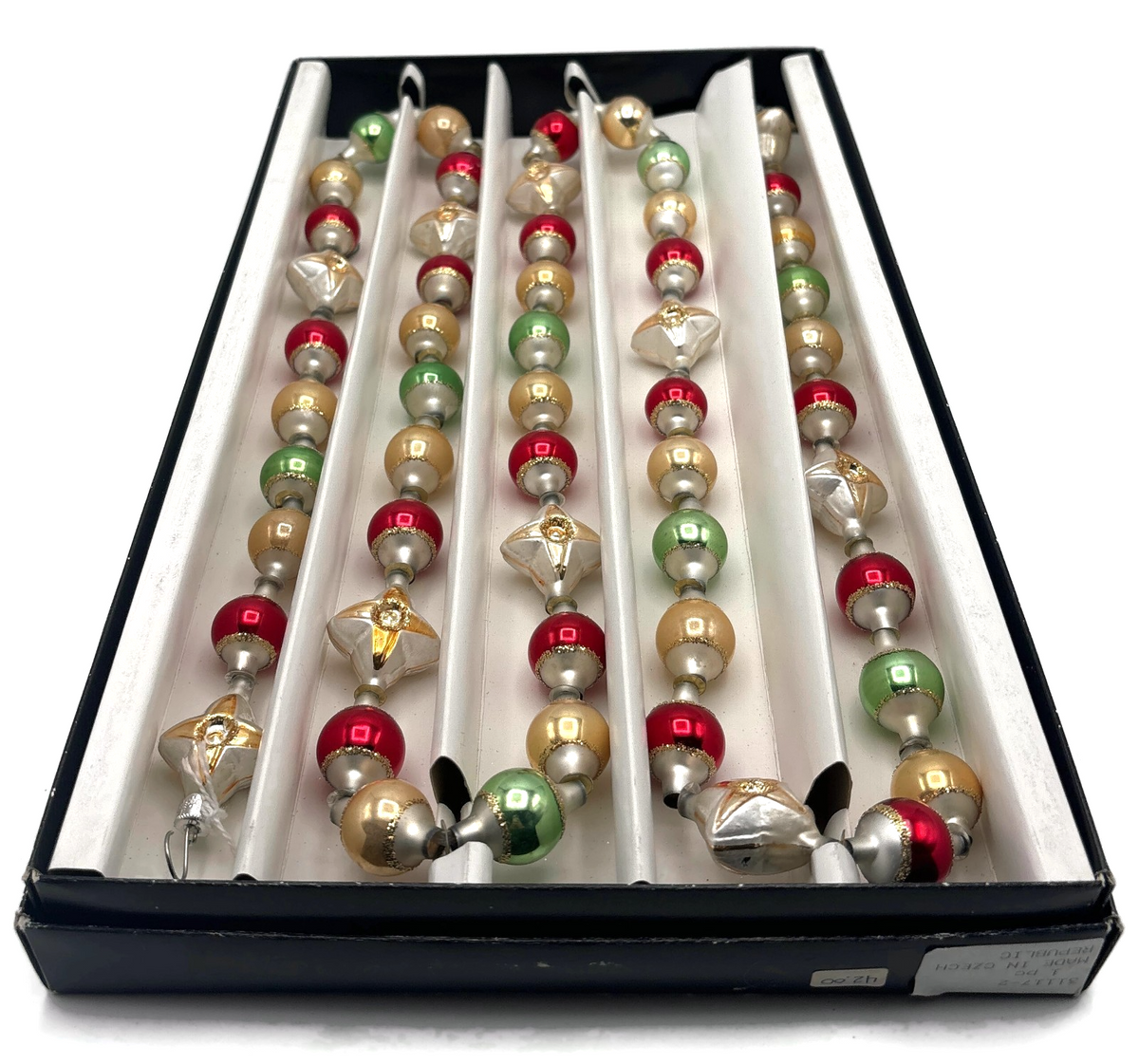 Midwest Cannon Falls Vintage Glassworks Glass Bead Star Christmas Garland 70in8