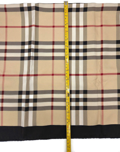 Burberry London Scarf Classic Check  Square Camel Beige New 100% Silk 34 X 343