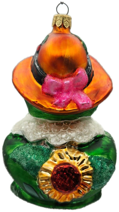 Christopher Radko Lillie Mae Green Frog Easter Glass Ornament 1997 97-228-04