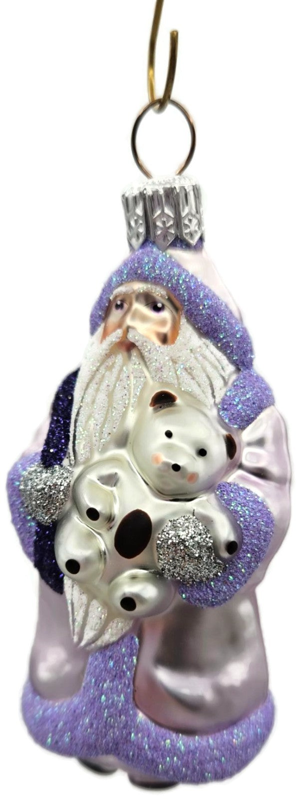 Patricia Breen Miniature Santa And Teddy Lavender Christmas Tree Ornament 99531