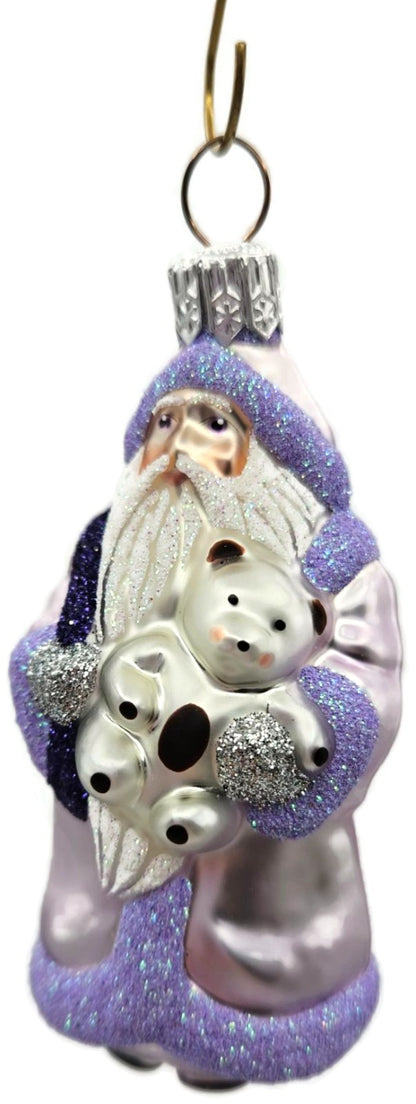Patricia Breen Miniature Santa And Teddy Lavender Christmas Tree Ornament 99531