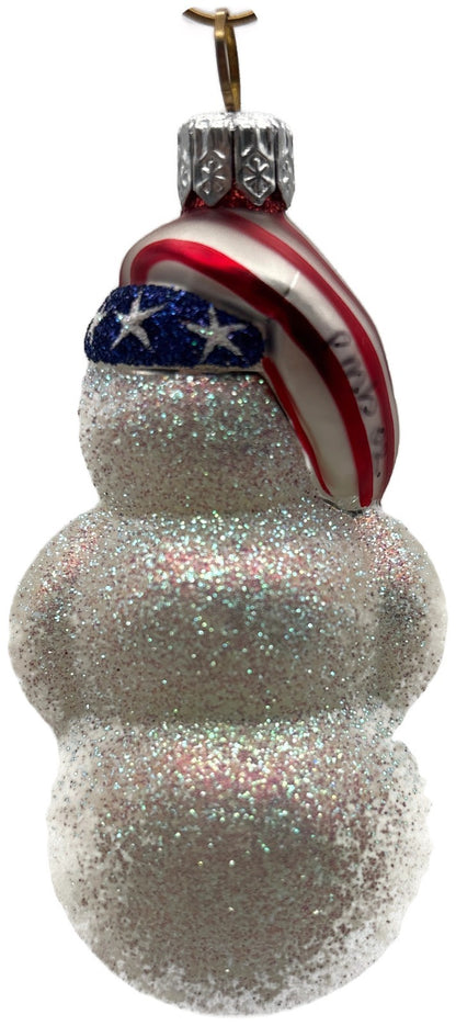 Patricia Breen Loving Snowman Patriotic Star Striped Christmas Ornament 21144