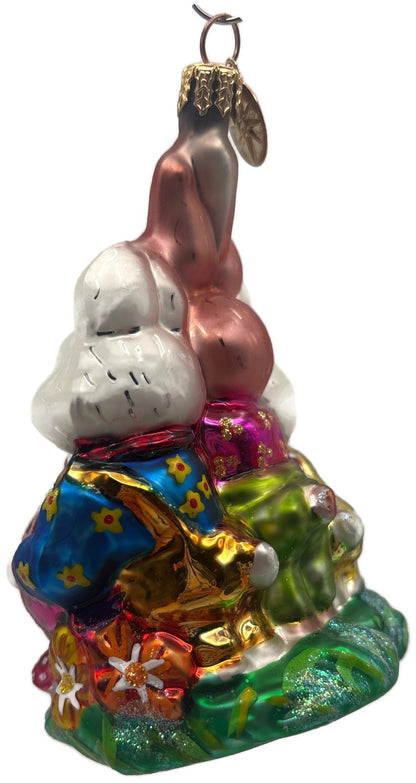 Christopher Radko 2001 Triple Treasure Easter Bunnies Glass Ornament 01 0478 05