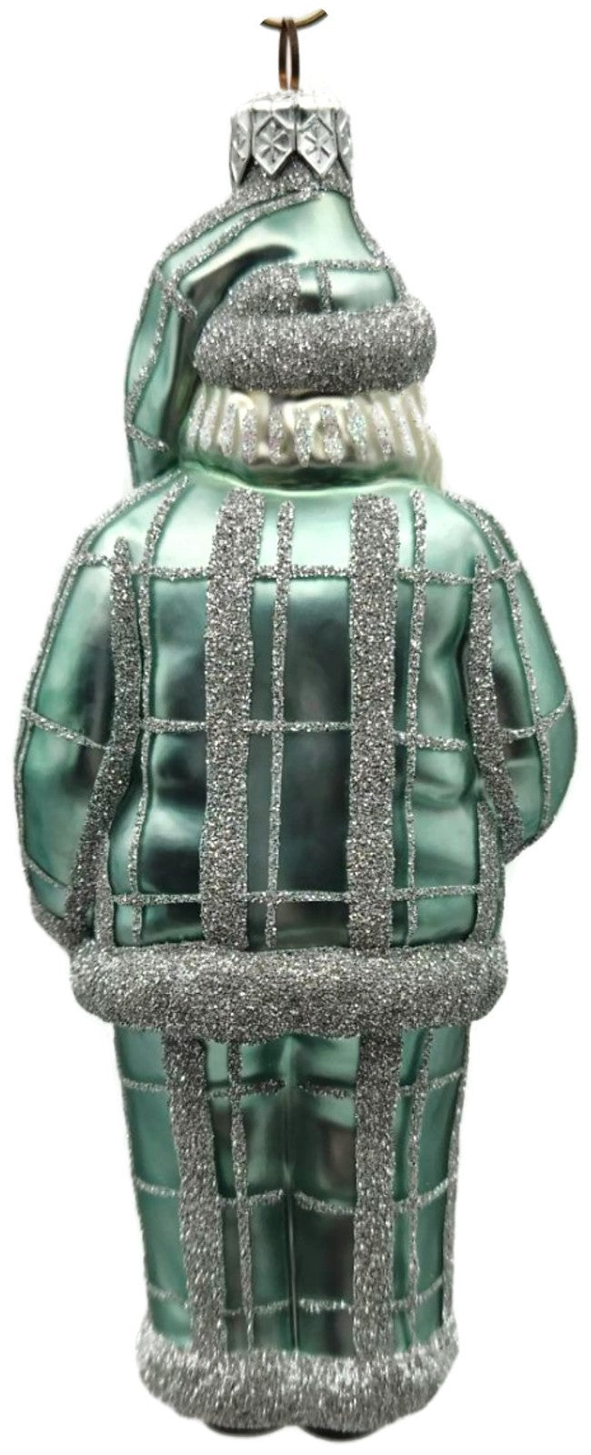 Patricia Breen Ring In The New Blue Silver Plaid Santa Christmas Ornament 97344