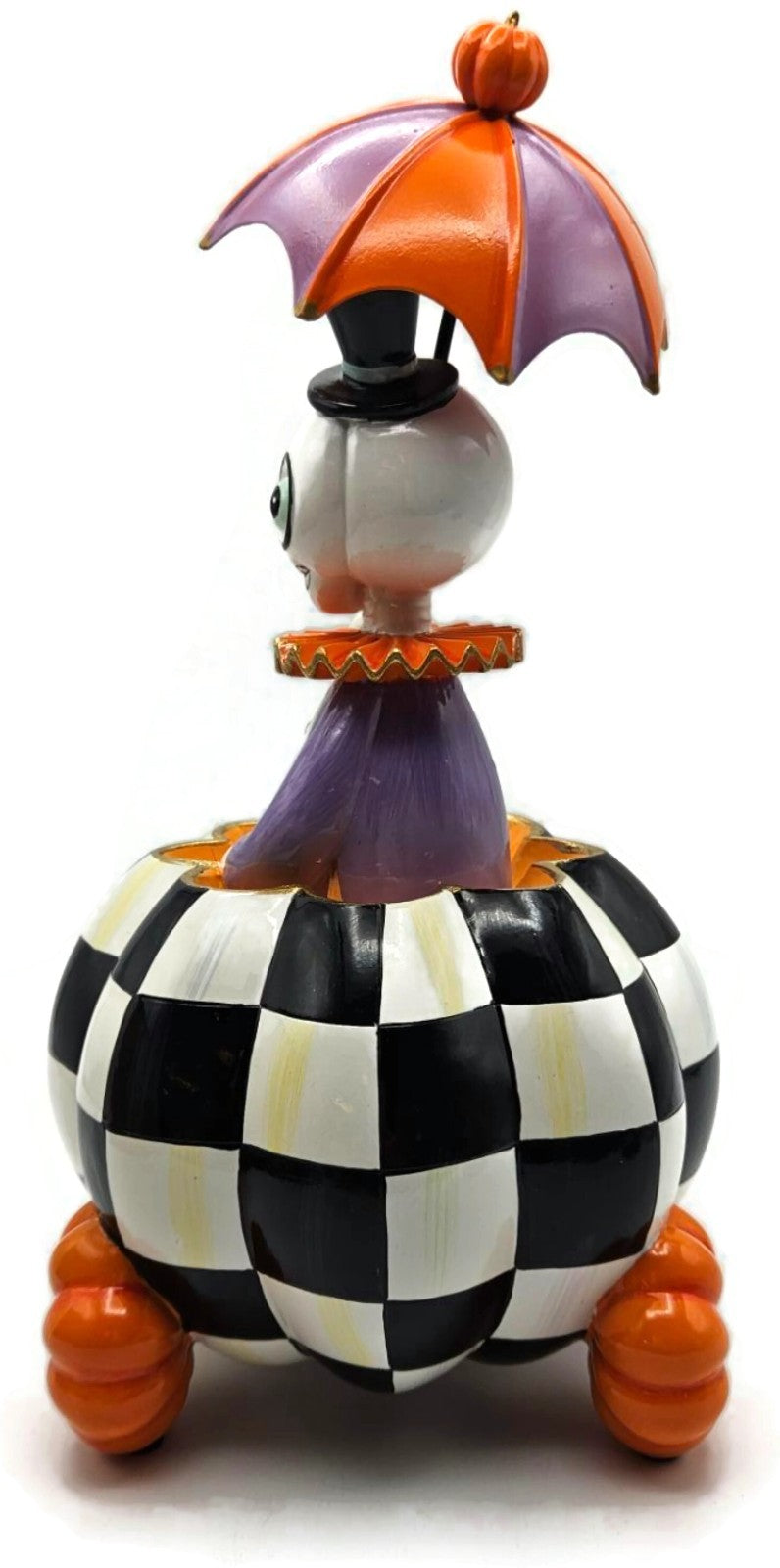 MacKenzie Childs Courtly Check Skeleton Pumpkin Carriage Halloween Figurine3