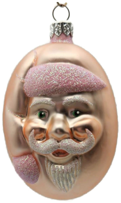 Patricia Breen Jelly Bean Santa Claus Head Pink Matte Christmas Ornament 99160