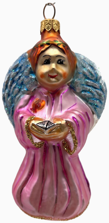 Christopher Radko On Wings of Hope Pink Angel Christmas Tree Ornament 95 SP 100