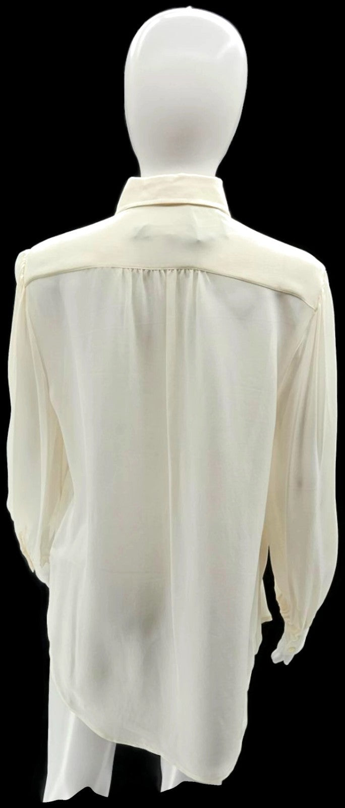 Polo Ralph Lauren Cream 100% Silk Hidden Button Collared Blouse Size 84
