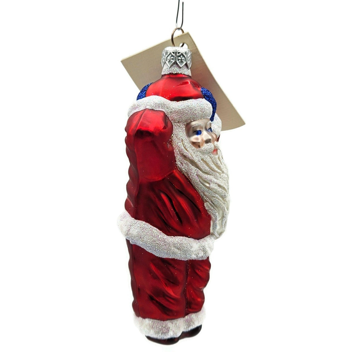 Patricia Breen Hold Onto Your Hat Red Santa Claus Glass Christmas Ornament 97212